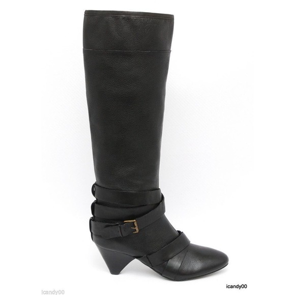 Cynthia Rowley LAINEY Tall Knee High Leather Boot Shoe Heel Black 6/7/7.5 New - Picture 3 of 11